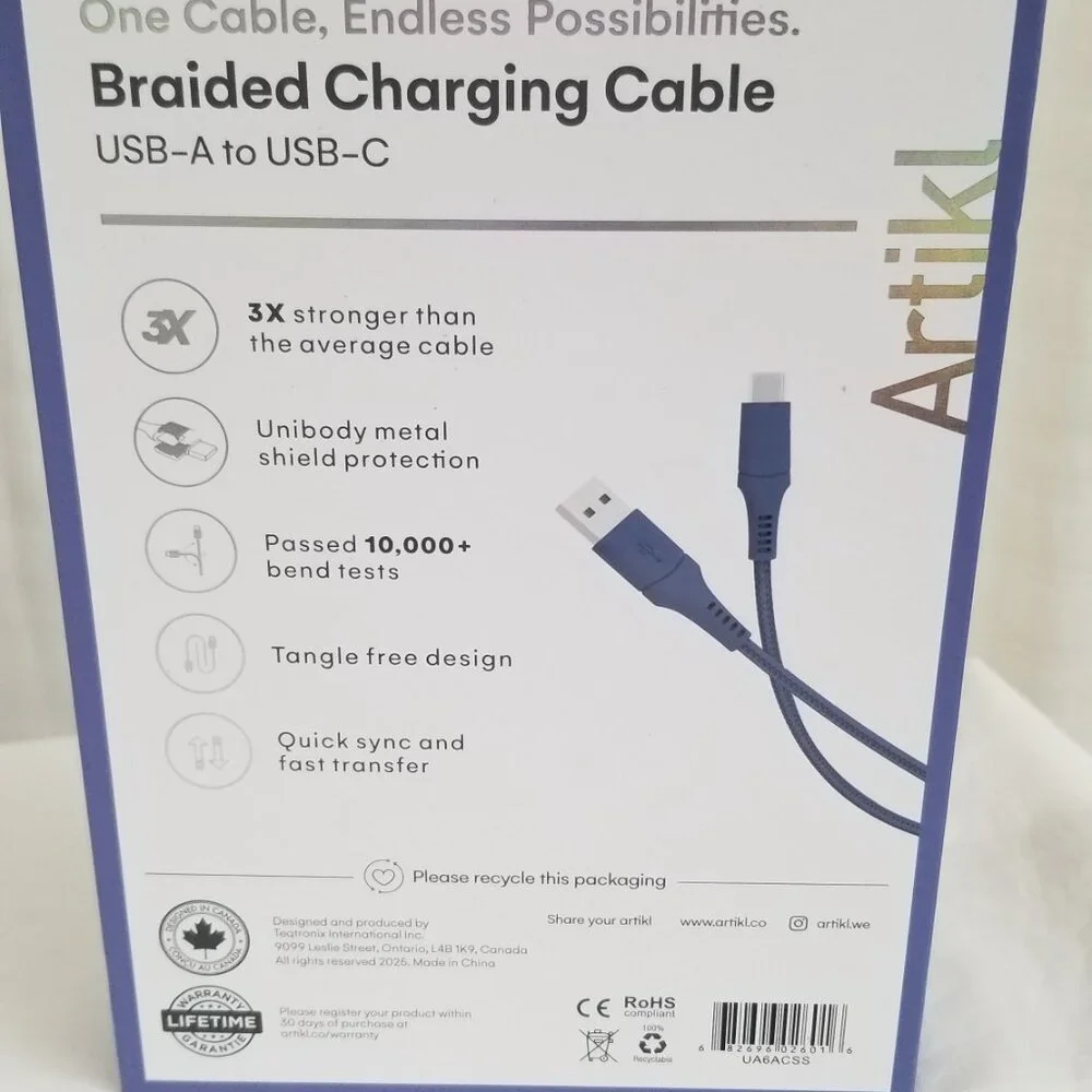 Artikl Charge & Sync Braided Charging Cable 6f USB-A to UBC-C 3X Faster Charging